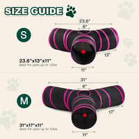Love's cabin Cat Tunnel for Indoor Cats - Black&Rose Red / M (31"x17"x11") - image 2
