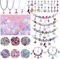 VICTLOV Charm Bracelet Making Kit, DIY Craft for Girls - Pink 126 Pieces