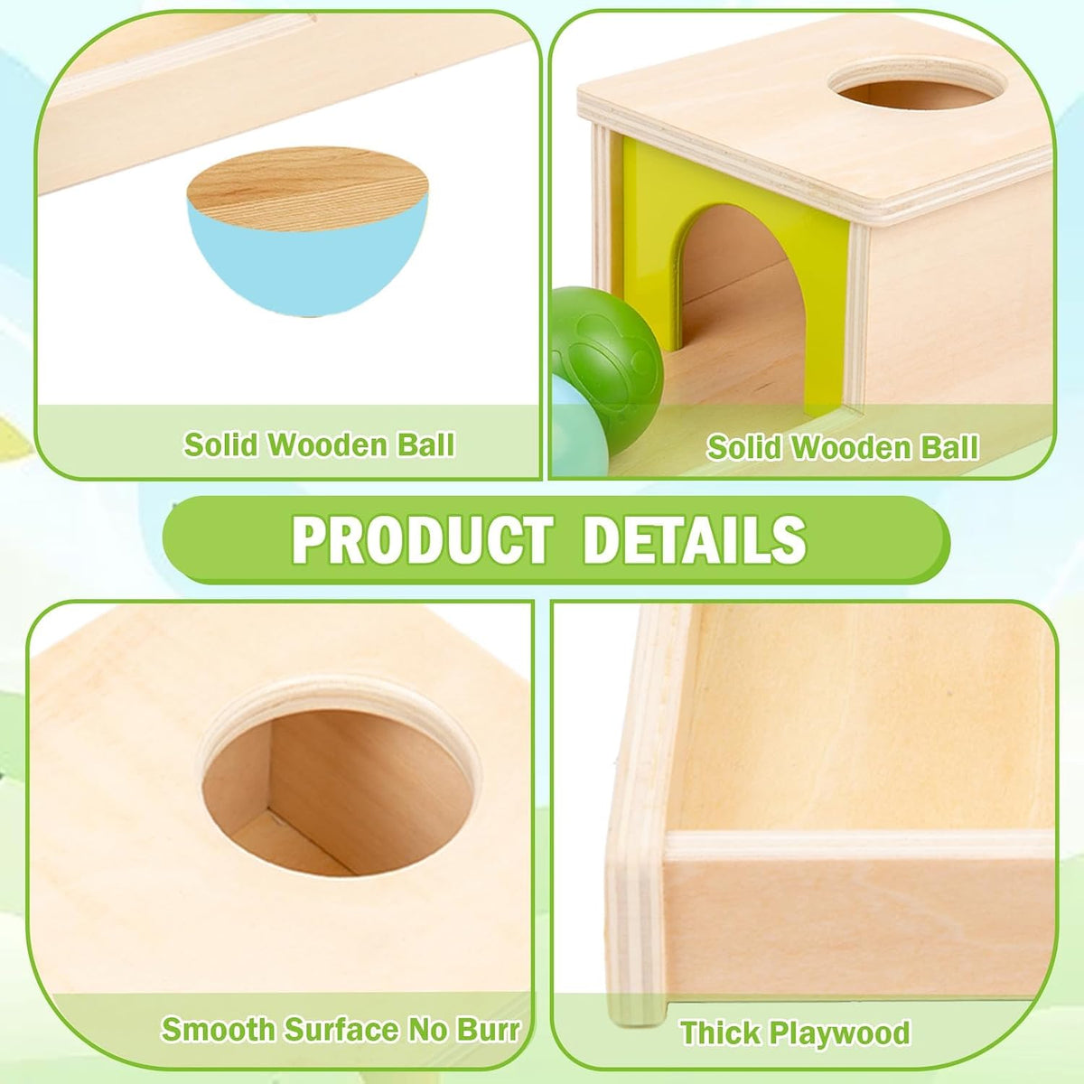 Adena Montessori Object Permanence Box with Tray Three Balls - Typical - image 4