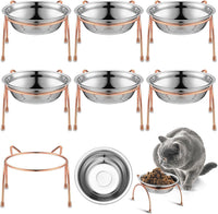 6 Sets Elevated Cat Bowls Stainless Steel, 5.5" Wide with Stand – Essentials for Cats