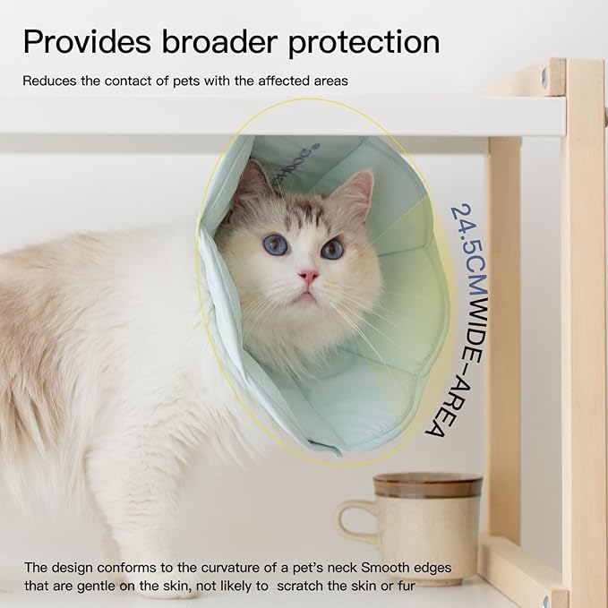 Touchdog Foldable Dog Cone Collar for Cats & Dogs - Adjustable Soft Recovery Collar with Waterproof PU Coating, Lightweight Design, 24.5cm/9.6in Wide Barrier (Blue, XL)