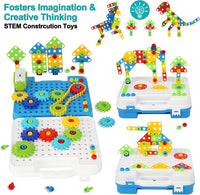 IIROMECI 280 piece gears building toy set with motor and toy drill - view 3