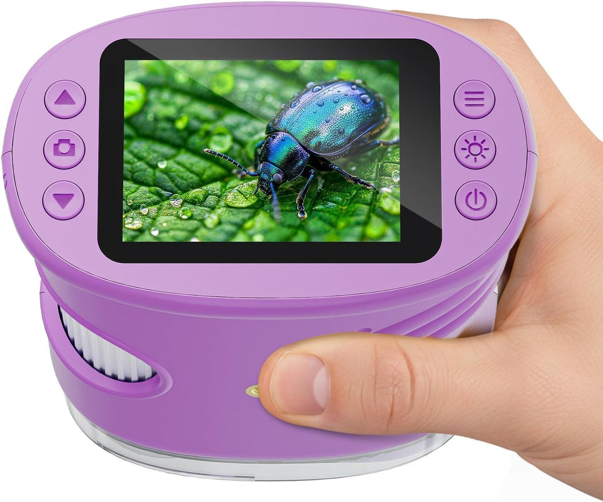Temodu Kids Microscope 2.0" Screen 1000X Digital Microscope for Kids - Purple