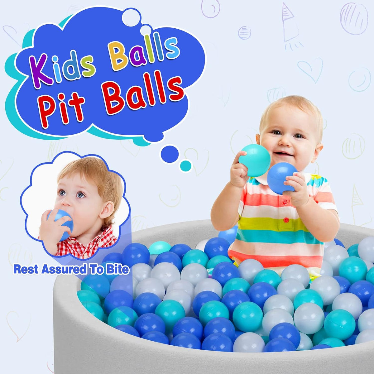 Hovenlay 100 ball pit balls in red, yellow and blue with clear storage bag - view 12