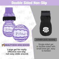 BEAUTYZOO Anti Slip Dog Socks for Small Medium Large Dogs with Grips Straps on Hardwood Floor Protection Wear, Traction Control 3 Pairs Double Side Paw Protector to Prevent Licking for Girl or Boy