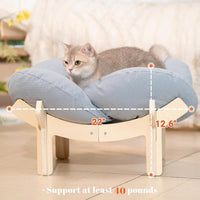 Elevated Cat Bed for Indoor Cats Couch Sofa Flower – Essentials for Cats - Light Blue - image 4
