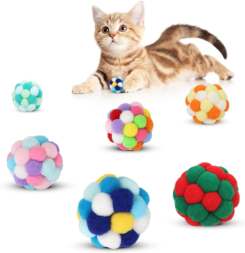 TUSATIY Cat Toy Balls with Bell 3PCS - 6Pack Colorful