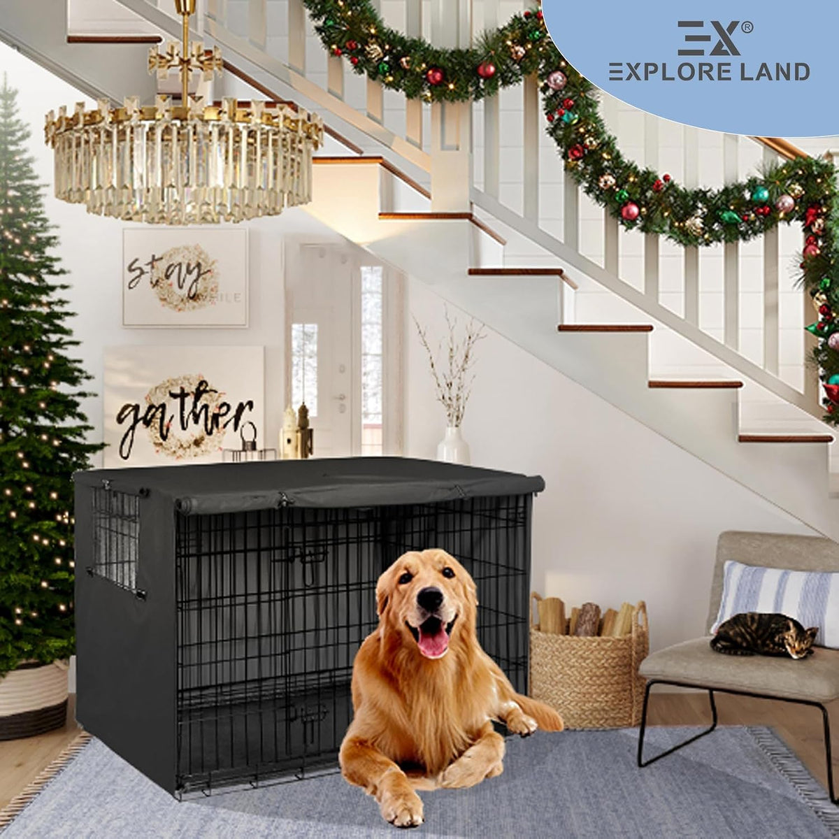 Explore Land Dog Crate Cover - Black / 42.0"L x 28.0"W x 30.0"H - image 4