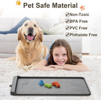 Dog Food Mat 36"x24" - Silicone Dog Mat for Food and Water Large Pet Feeding Mats with Residue - Gray / 19"L x 12"W - image 2