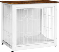 27" Dog Crate Furniture, Dog Kennel Indoor - White+Rustic Brown / 27.2"L x 20.1"W x 23.6"H