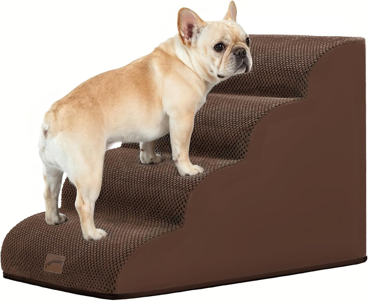 Dog Stairs for Small Dogs, 3-Step Pet Steps for Couch Sofa - Brown / 4 / 4-Step (28.3"D x 15.7"W x 19.7"H)