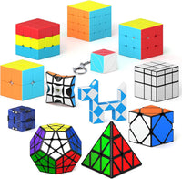 Vdealen Speed Cube Set, 2x2 4x4 Pyramid Mirror Dodecahedron Magic Cube Pack, Puzzle Cube Bundle - 12 Pack-Cube Set
