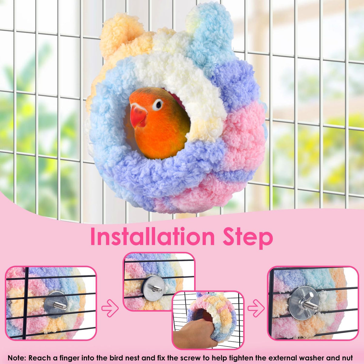 KATUMO Bird Nest, Small Sun Conure Breeding House Parrotlet Snuggle Hut Lovebird Bed for Conure - S (Pink) - image 3