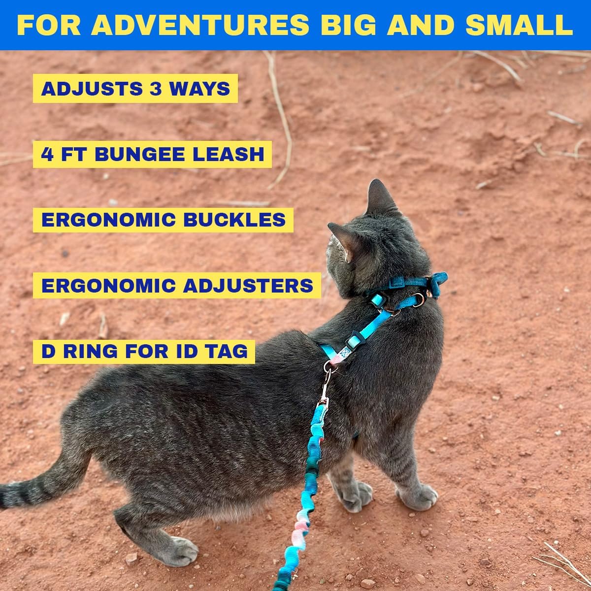 Travel Cat Harness and Bungee Leash Set, Large Cats, Kitten - Watercolors - image 3