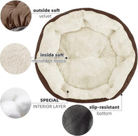 Asvin Medium Dog Bed for Medium Dogs, Cat Beds for Indoor Cats, Pet Bed for Puppy and Kitty, Extra Soft & Machine Washable with Anti-Slip & Water-Resistant Oxford Bottom, Brown, 25 inches