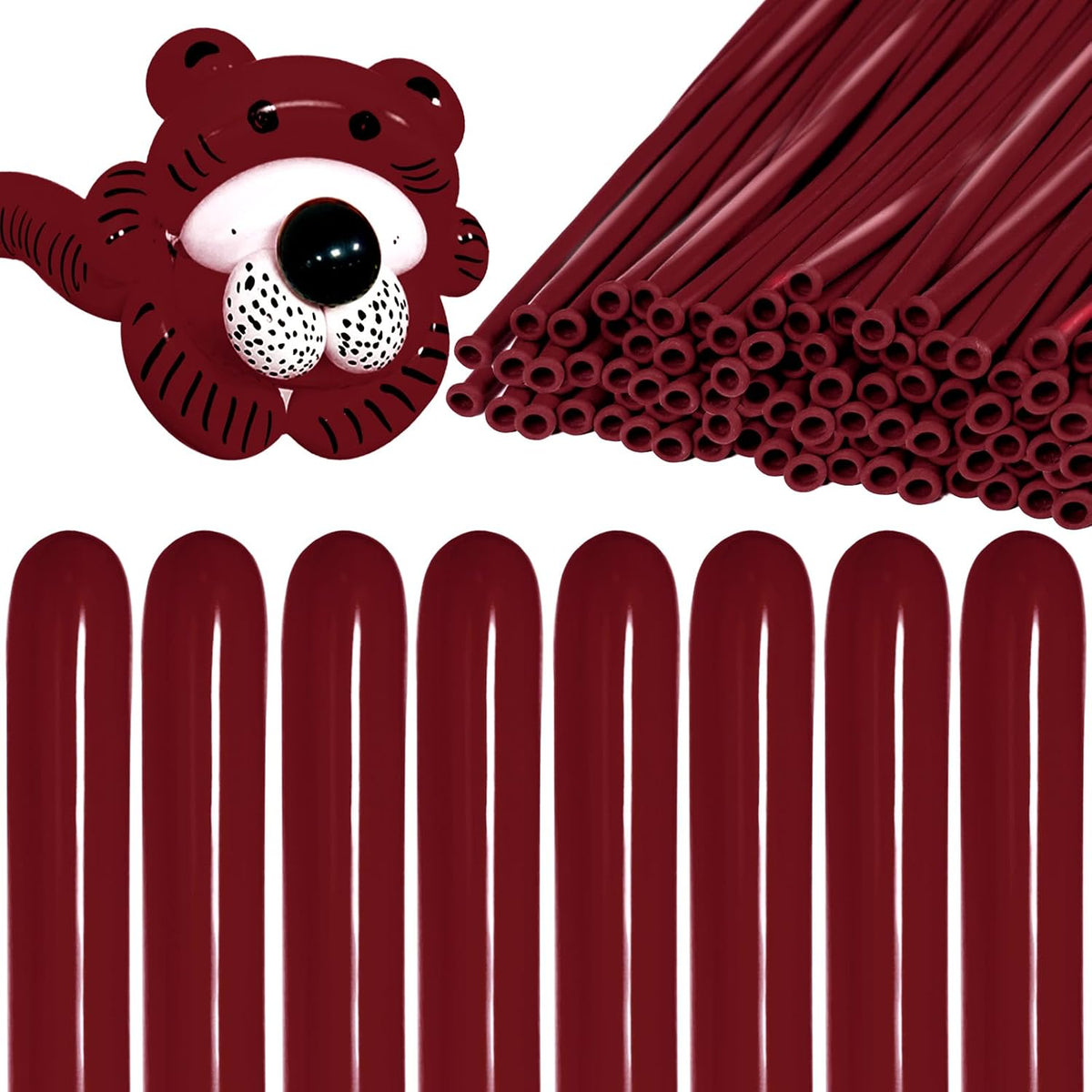 260 Clear Long Balloons for Animals - Burgundy
