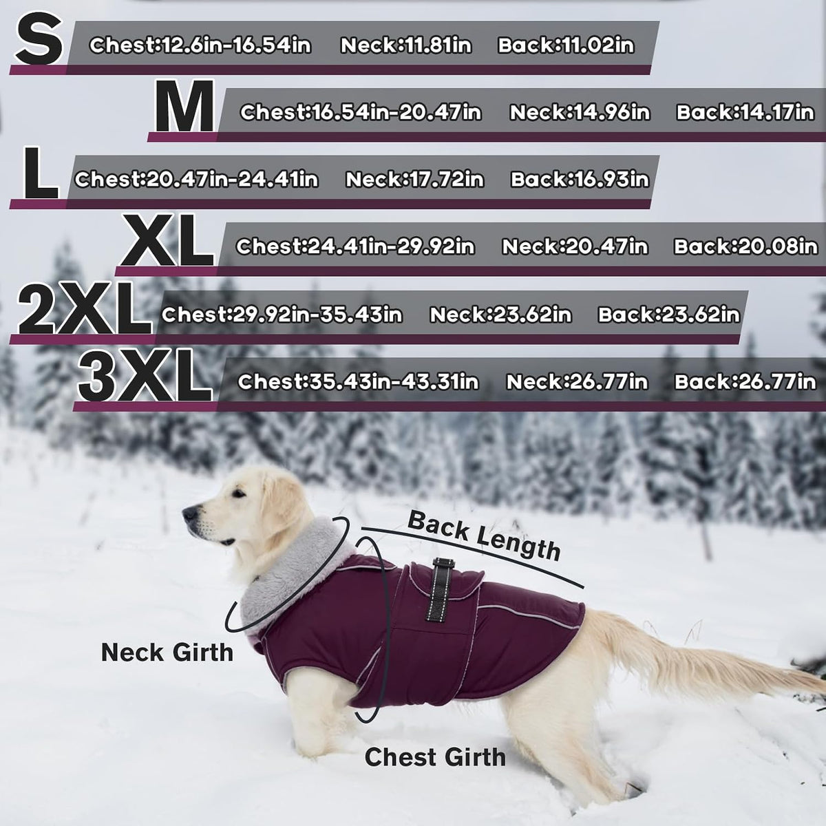 Dog Coats for Large Dogs Waterproof Dog Jacket with Adjustable Fit – Essentials for Dogs - XL / Dark Purple - image 4