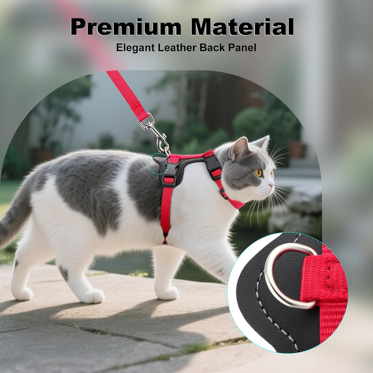 Plutus Pet Adjustable Cat Harness and Leash Set - Red - image 3