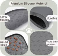 Pet Feeding Mat, Waterproof Anti-Slip Placemats for Dog Cat Bowl Silicone Pet Food Mat, Raised Edge - 2 Black / 11"L x 11"W - image 3