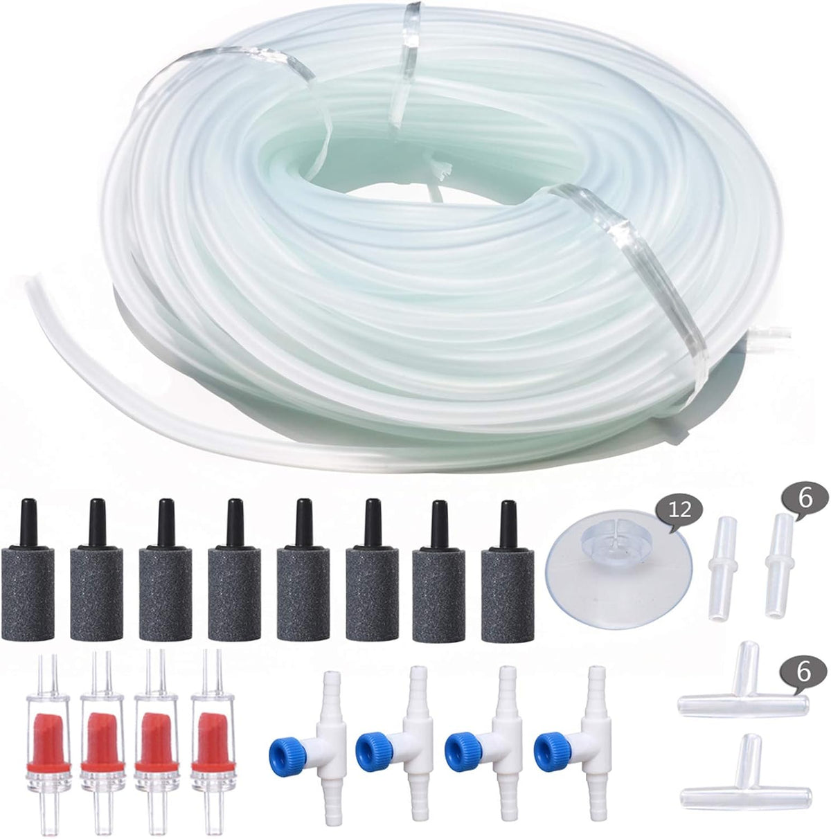 100ft Standard 3/16" Airline Tubing with Connectors for Aquariums – Essentials for Fish - 50Feet+40Connectors