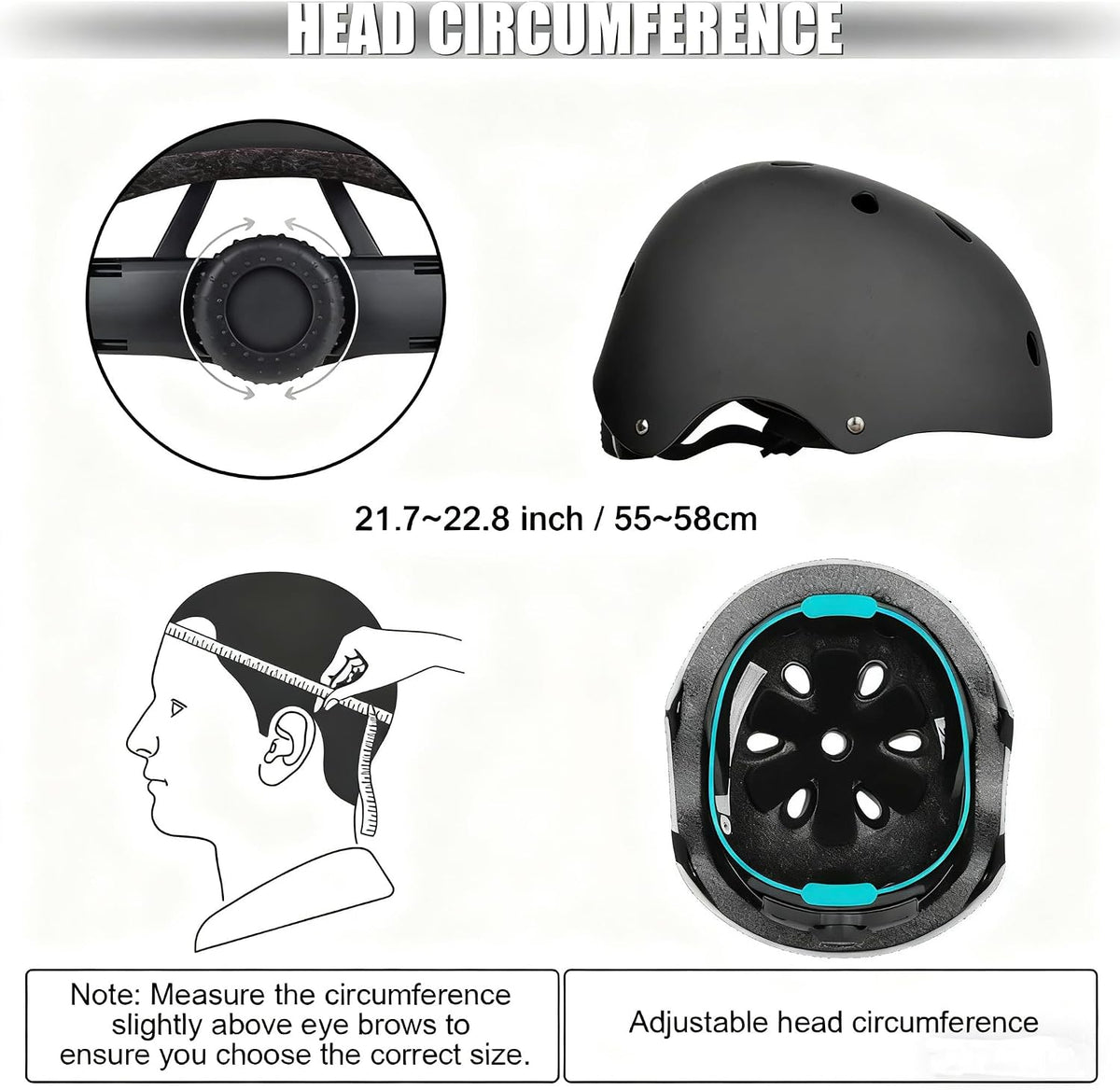 WayEee Kids Bike Helmet Set Knee Pads Adjustable Protective Gear - Black / M(7-14years) - image 3