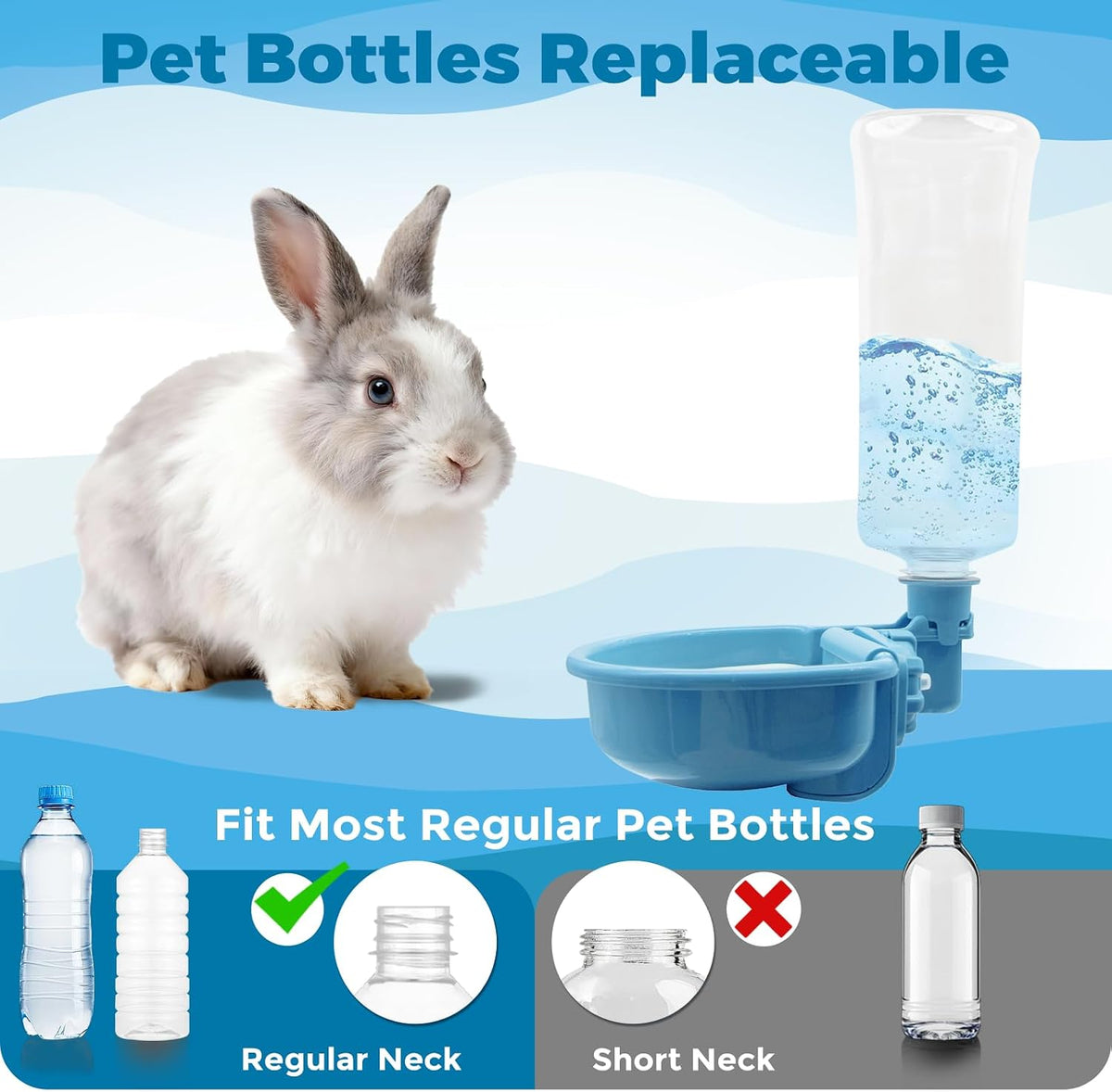 VANNON Gravity Pet Water Bowl, Grey - 23oz / B-Blue - image 2
