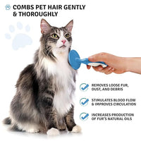 Round Bristle Pet Brush for Dogs and Cats - Soft Dog Brush for Grooming Short or Long Hair - Gentle Tool for Sensitive Skin Removes Dander, Dirt, and Detangles (Blue)