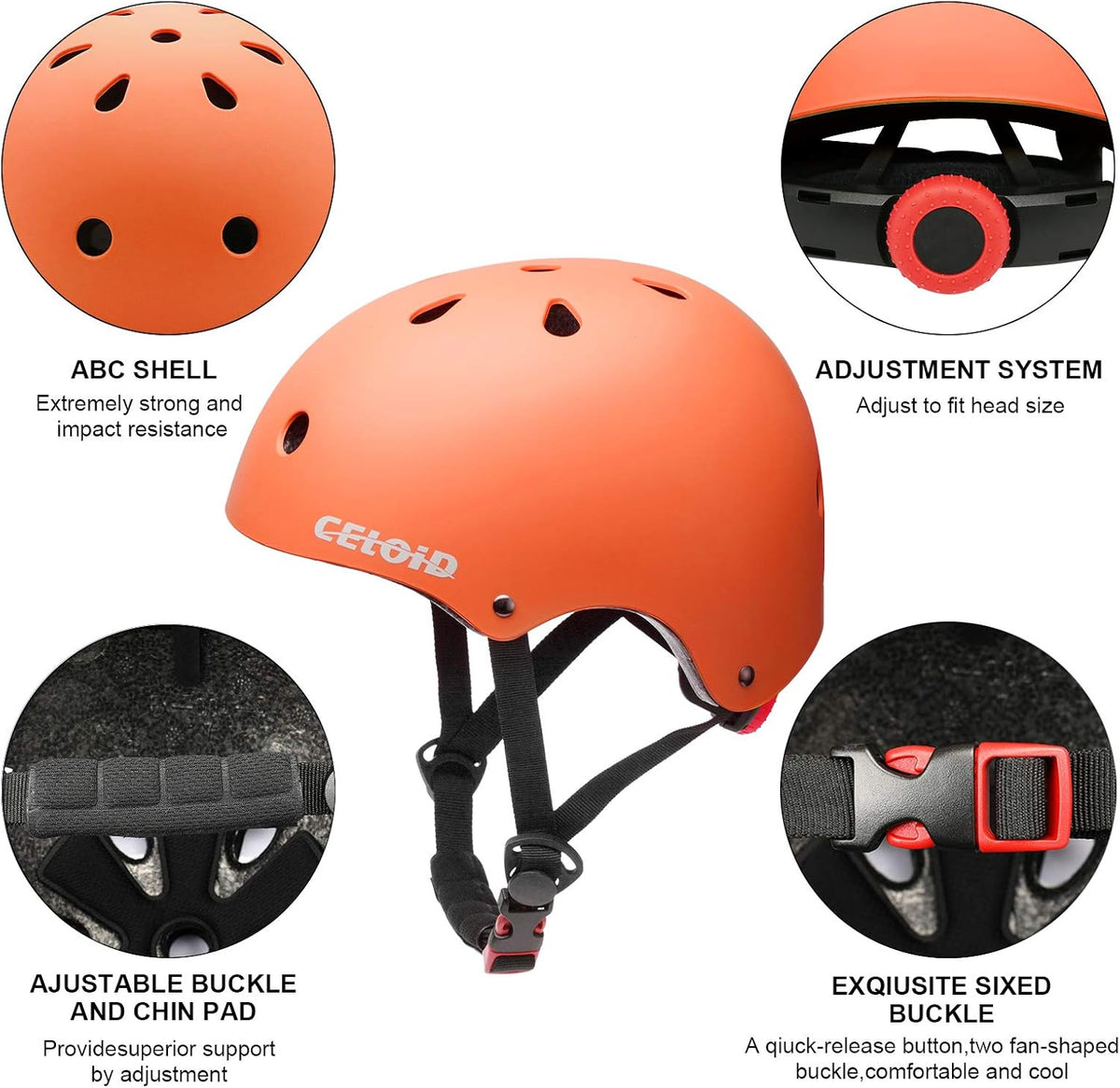 Kids Bike Skateboard Helmet Pad Set - S(18"-20.5"/ 2 -7years) / Orange - image 3
