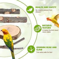 Natural Wood Bird Perches for Cage, Parrot Perch Stand & Platform, Bird Cage Accessories for Parakeets, Cockatiels, Conures, Lovebirds (Brown, Deluxe Playground Set - 12PCS)