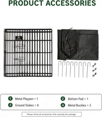 Puppy Playpen with Bottom Pad and Door, 8 Panels 24" H - Black / X-Small Pen: 24-Inch High / Playpen+Bottom - image 3