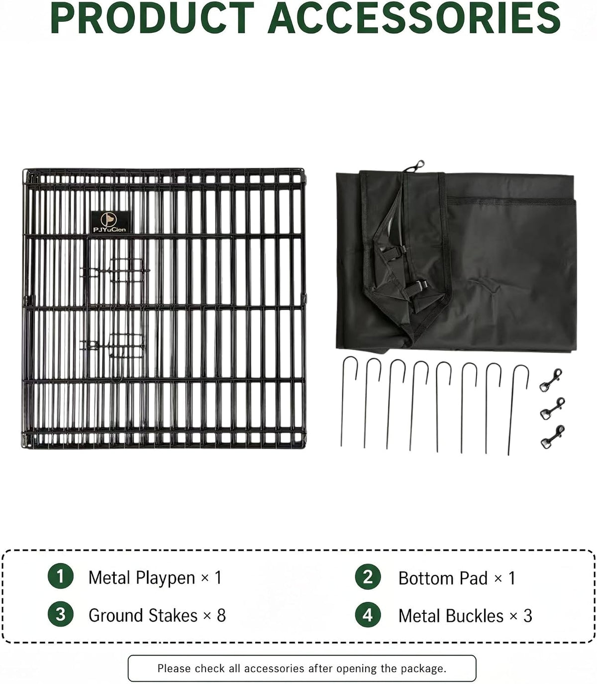 Puppy Playpen with Bottom Pad and Door, 8 Panels 24" H - Black / X-Small Pen: 24-Inch High / Playpen+Bottom - image 3