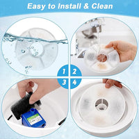 Cat Fountain Filter, 16 Pcs Cat Water Fountain Filters Replacement, 3-Filtration System Round Carbon Filters Compatible with 81oz / 2.4L Round Automatic Pet Dog Water Fountain Dispenser
