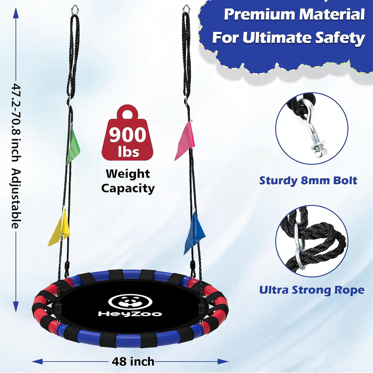 HeyZoo black 40 inch saucer swing with 360 degree swivel for backyard - view 16