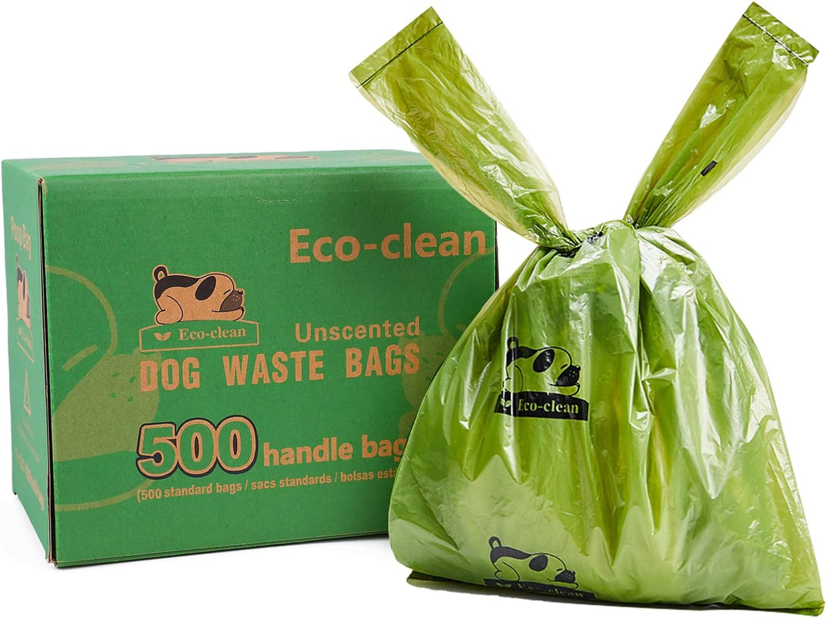 ECO-CLEAN Dog Poop Bags, 300-Count Dog Waste Bags with Easy-Tie Handles – Essentials for Dogs - 500 Count (Pack of 1)