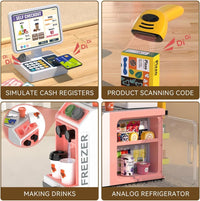 Kids Cash Register Playset, Calculator, Scanner, Ages 3+ - New Pink - image 2