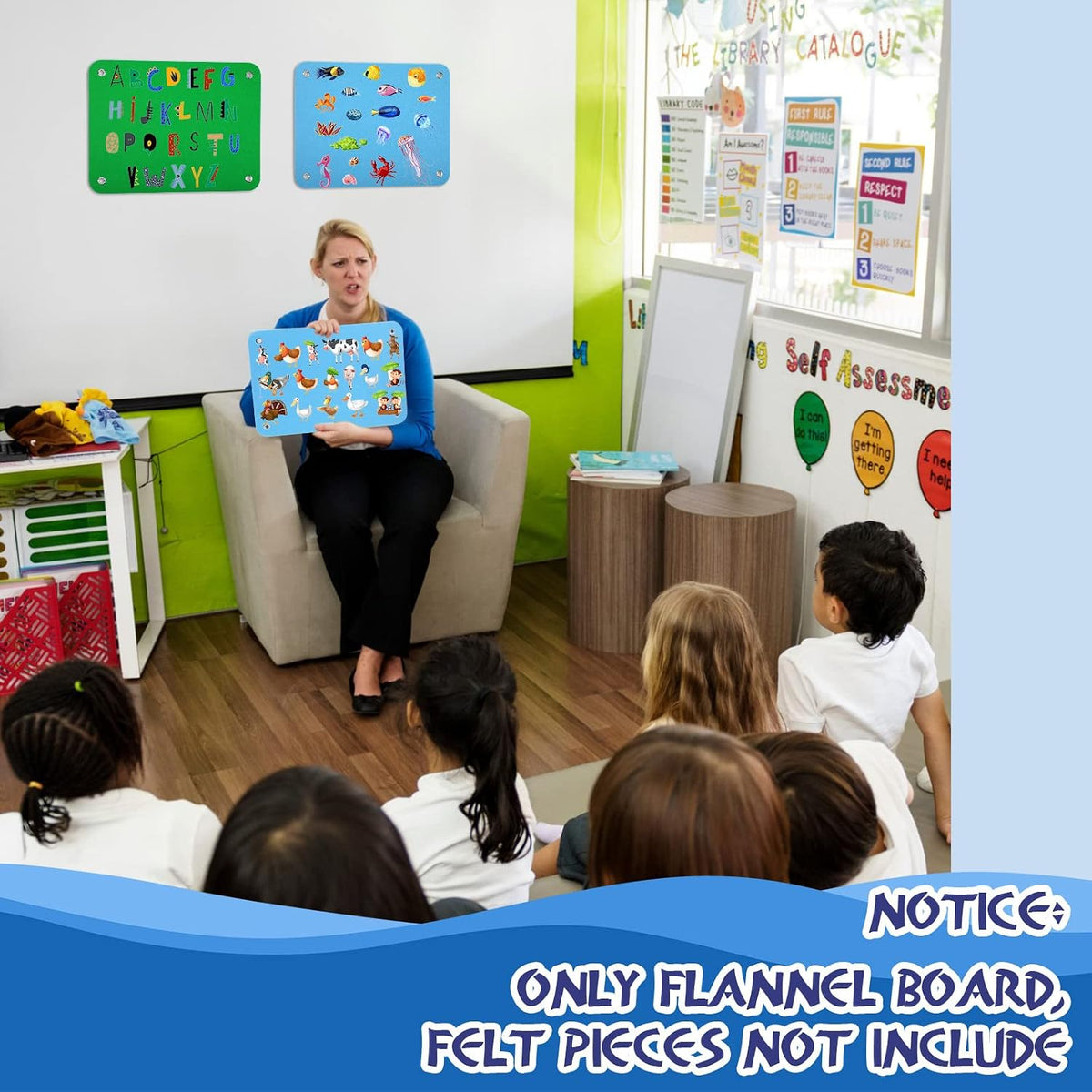 Yunsailing felt story boards for kids, 4 black flannel boards with grommets - view 20