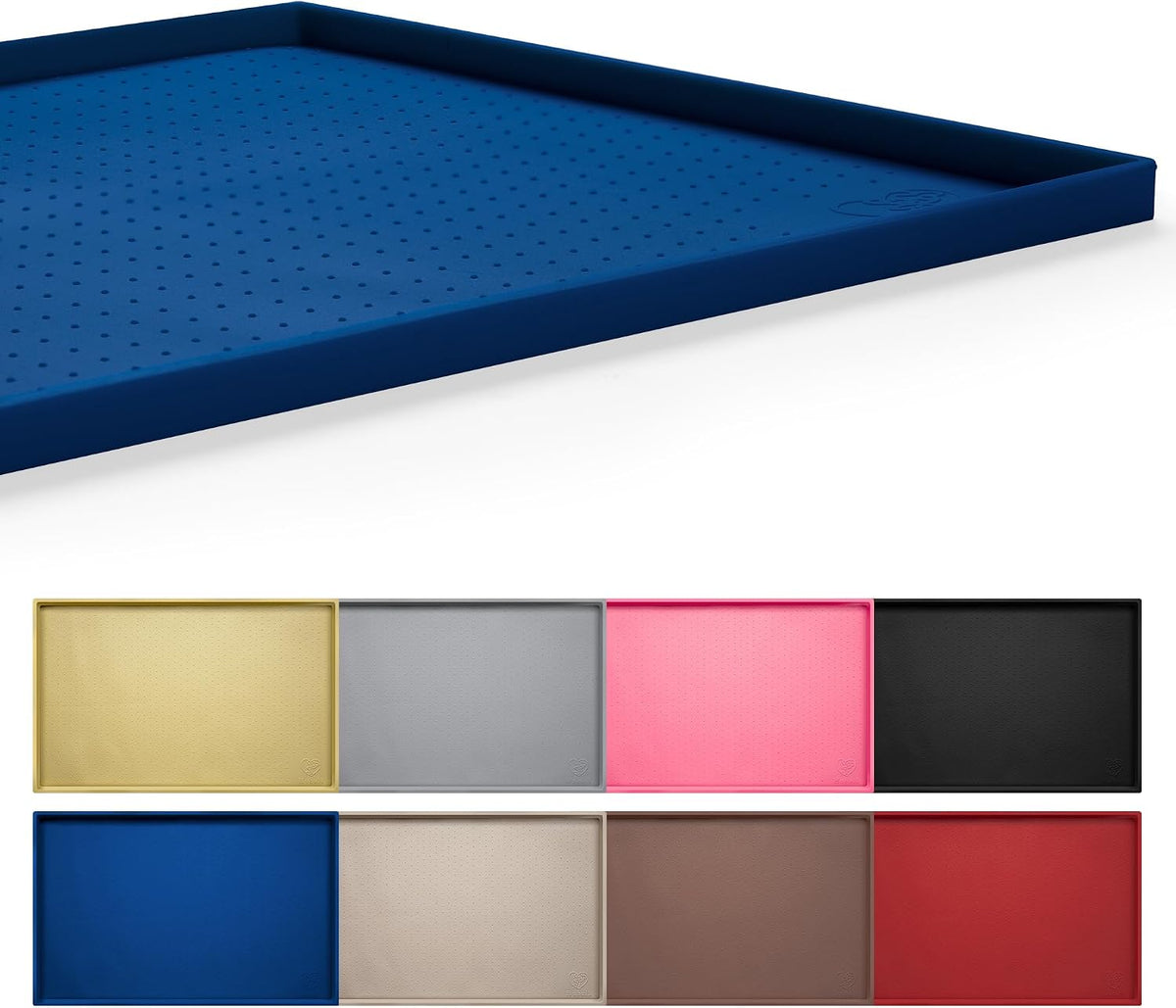 Hubulk Dog Feeding Mat,100% Waterproof Food Grade Silicone Pet Food and Water Bowl - Navy / 19"l X 12"w