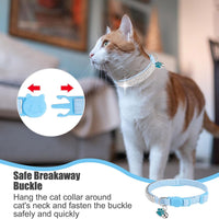 2 Pack Soft Velvet Safe Bling Diamond Cat Collars with Bells – Essentials for Cats - Lake Blue + Orange / 9"-12" Cats / Mini Dogs - image 4