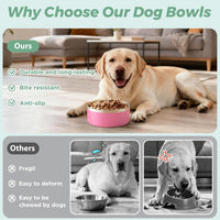 Dog Bowl, Stainless Stee Dog Water Bowl and Food Bowl - 64oz / Pink - image 2