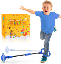 Ankle Skip Ball for Kids, Portable Foldable Flash Wheel Skip Ball Toy – Fun for Kids & Family - Blue