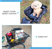 Rear Bike Basket, Tool-Free Install, Dog/Pet Carrier, Ebike Electric Bicycle Back Cargo Basket, Fits Most Rear Racks, with Waterproof Cover, Cargo Net