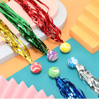 Leyndo comet streamer balls, colorful rubber bouncy balls with long ribbon tails - view 2