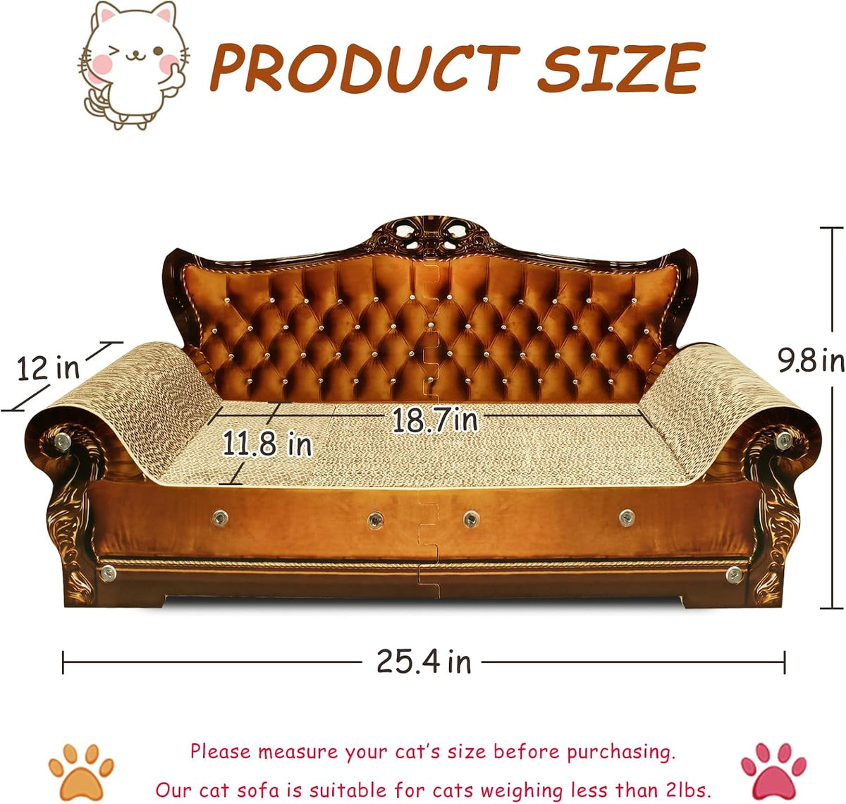 Luxury Cardboard Cat Scratcher Sofa Bed - Brown Lounge - image 3