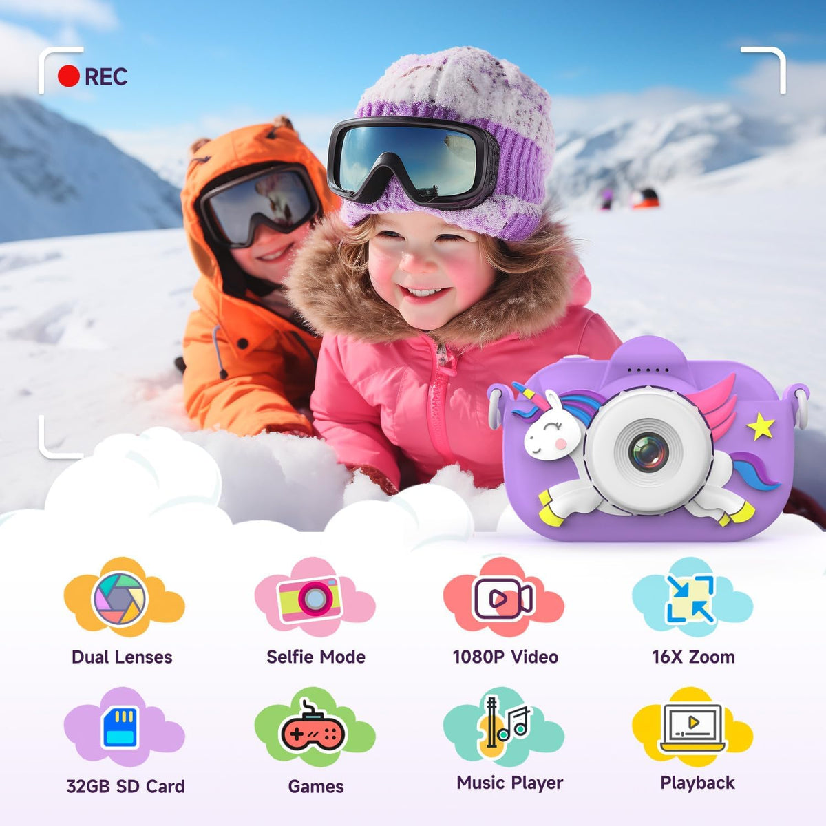 MAVOKIS Kids Camera Digital Camera for Age 3-8 - Plum Purple - image 3