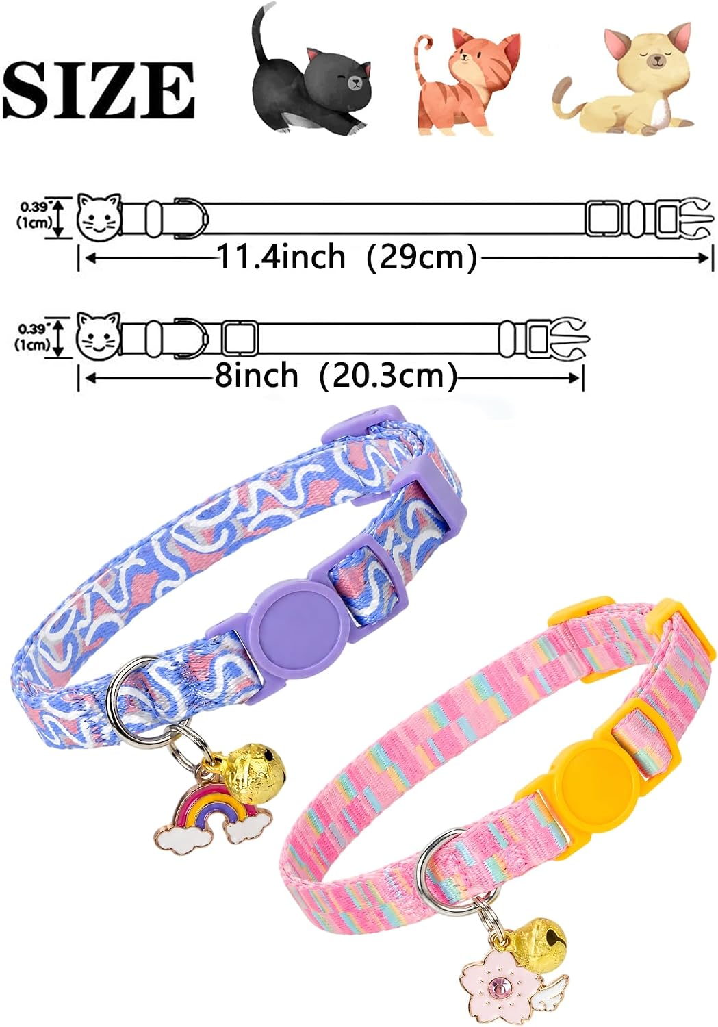 SOLMOONY Cute Cat Collar for Girl Boy - Purple Pink - image 4