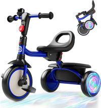 besrey Toddler Tricycle with Bell - Blue Flash Wheel