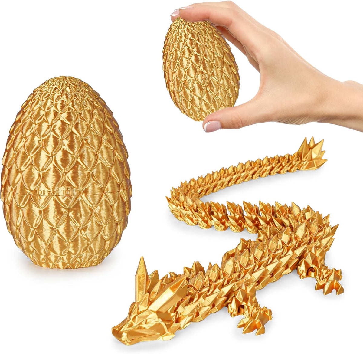 Small Dragon Eggs with Dragon Inside - Gold / S (H:3.9 inches)
