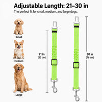 Dog Seat Belt 2Pcs, Retractable Pet Car Harness - Neon GreenGreen - image 4