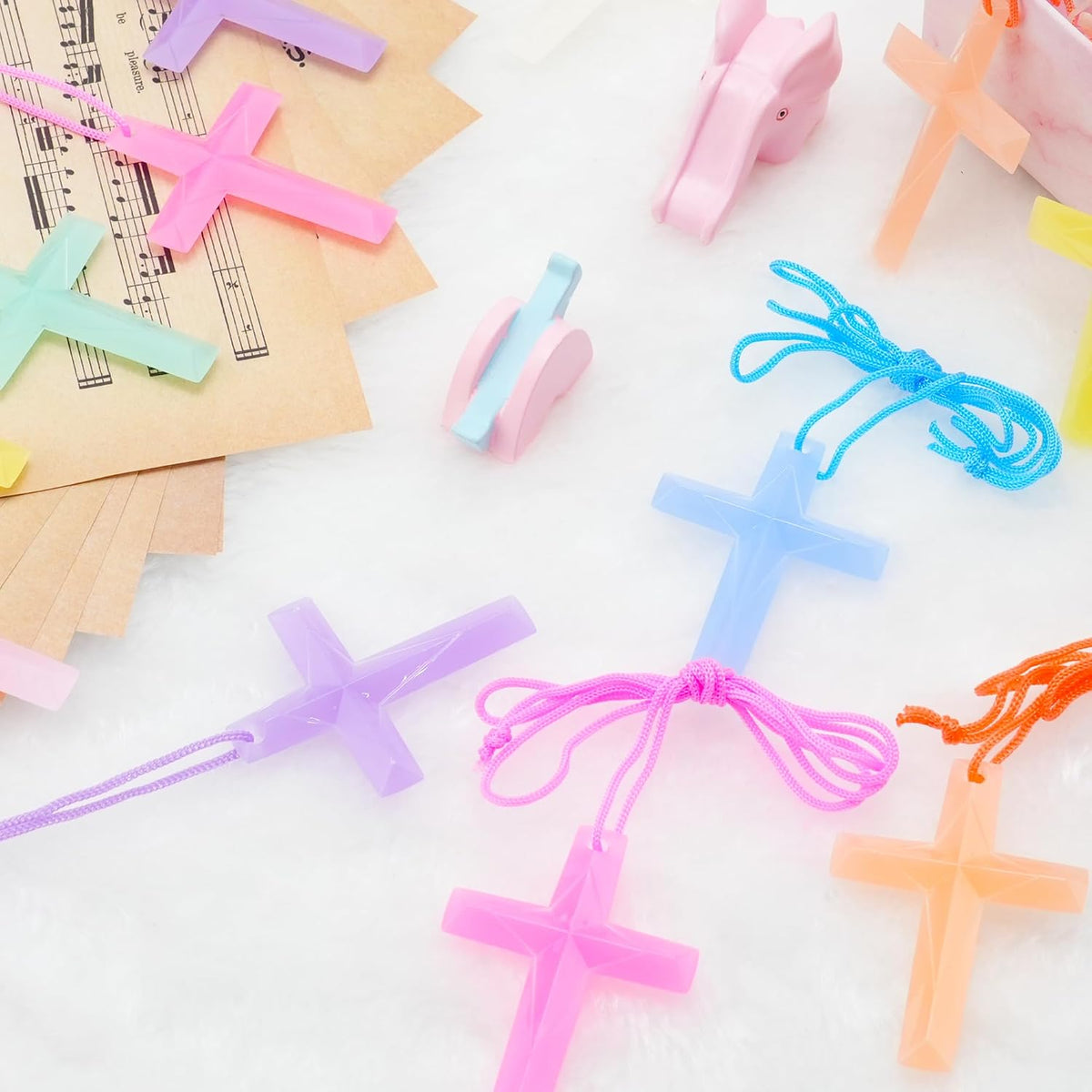 104 Pack Crystal Cross Necklaces Bulk, VBS Prizes - 104PCS - image 2