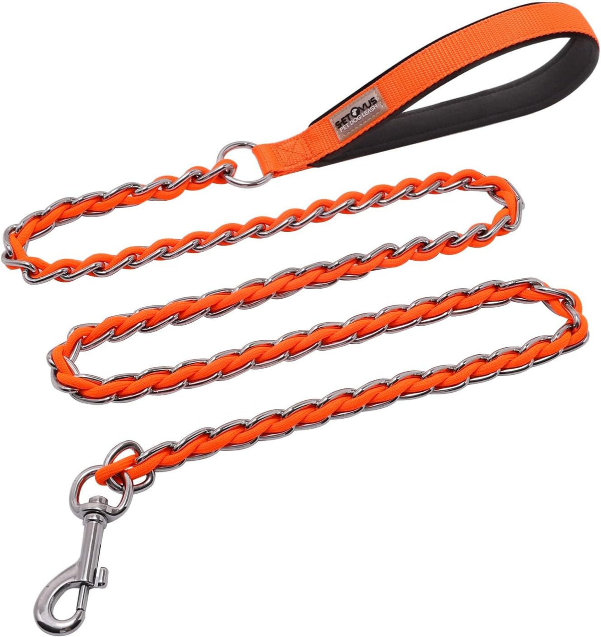 Chain Dog Leash, Bite-Proof Metal Leash - Orange / 4FT(80-150lb)